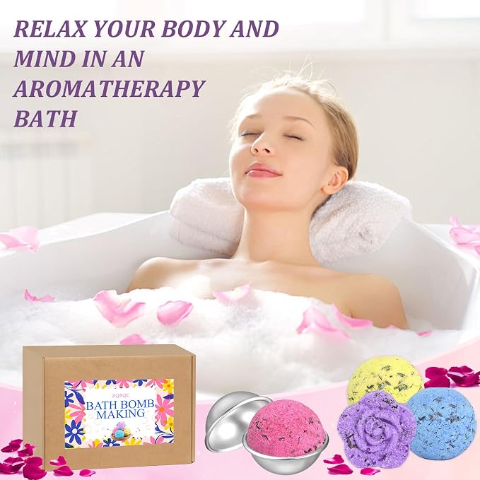 Bath Bomb Making Kit- DIY Bath Bomb Set for Kids Adults, Make Your Own Spa Kit, Shower Craft Kits with Bath Bomb Molds, Press, Spa Craft Kits, Bath Bombs Making Supplies Gifts for Girls Women