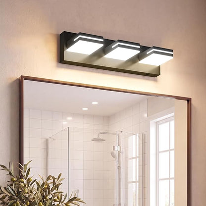 VOLISUN 16.15in Bathroom Vanity Light Fixtures 3 Light, 5CCT Dimmable, Matte Black LED Bathroom Lighting Fixtures Over Mirror, 360°Rotatable Head, LED Vanity Lights for Bathroom