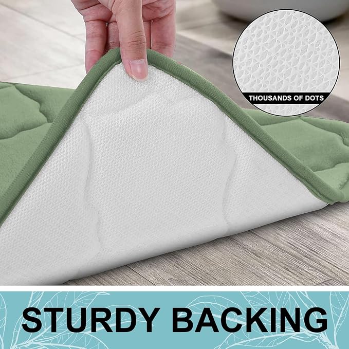 OLANLY Memory Foam Bath Mat Rug 30x20, Ultra Soft and Absorbent Bathroom Rugs, Non-Slip, Comfortable, Machine Washable Bath Carpet for Bathroom Floor, Tub Shower and Home Decor Accessories, Sage Green