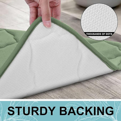 OLANLY Memory Foam Bath Mat Rug 36x24, Ultra Soft and Absorbent Bathroom Rugs, Non-Slip, Comfortable, Machine Washable Bath Carpet for Bathroom Floor, Tub Shower and Home Decor Accessories, Sage Green