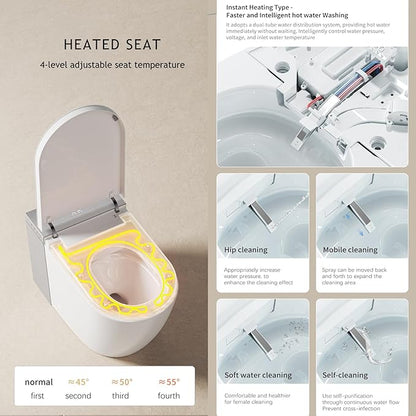 BONSAM Modern Smart Toilet for Seniors & Families, One Piece Tankless Bidet Toilet with Auto Open/Close Lid, Foam Shield, Heated Seat, Foot Kick Flush, Warm Water Wash, LED Night Light, Remote Control
