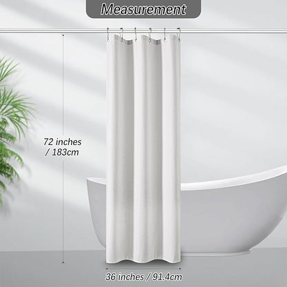 Modern Shower Curtain for Stall - Water Repellent Waffle Textured 256GSM Heavy Duty Half Size Shower Curtains for Bath Tubs, Hotel Quality Narrow Bath Curtain Set with 6 Hooks, 36Wx72H