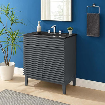 Modway Render 30" Bathroom Vanity with Sink in Gray Black