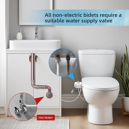 Hibbent Bidet Attachment for Toilet with Self Cleaning Dual Nozzle, Hot and Cold Water Spray Non-Electric Mechanical Toilet Seat Bidet for Rear or Female Washing Sanitizing, Rose Gold