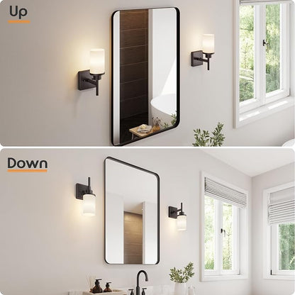 Wall Lights Over Mirror Bathroom Vanity Light Fixtures with White Frosted Glass, Wall Sconce for Porch Hallway Entrance, Oil Rubbed Bronze T001ORB-L1