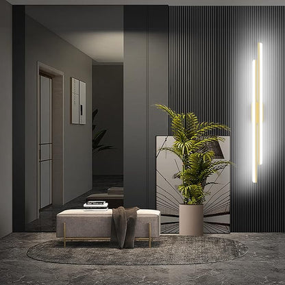 Ralbay 48" Gold Vanity Lights 48W Frosted Aluminum Modern LED Gold Bathroom Vanity Light Fixtures Over Long Mirror Modern Gold Bath Lighting 6000K White Light
