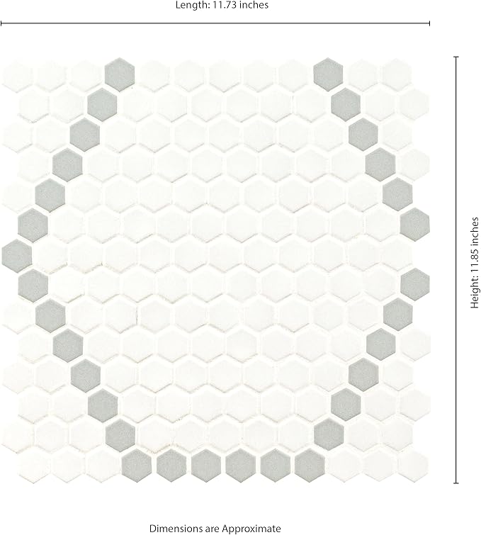 MSI White and Gray Hive Pattern Matte Porcelain Mosaic Tile Sample for Kitchen Backsplash, Bathroom Wall, Shower, and Floor