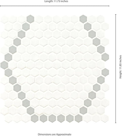 MSI White and Gray 12 in. x 12 in. Hive Pattern Matte Porcelain Mosaic Tile for Kitchen Backsplash, Bathroom Wall, Shower, and Floor