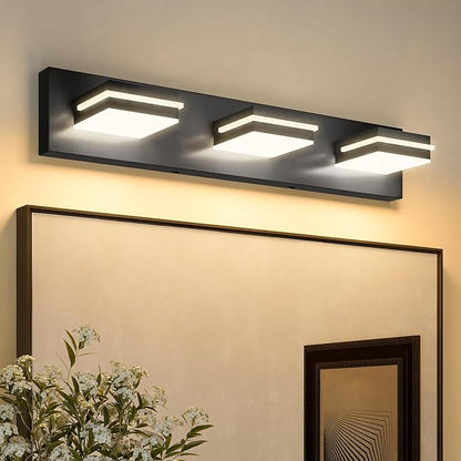 VOLISUN Modern Black Bathroom Vanity Light Fixtures (3-Light, 24-Inch), 5CCT Dimmable Bathroom Lighting Fixtures Over Mirror
