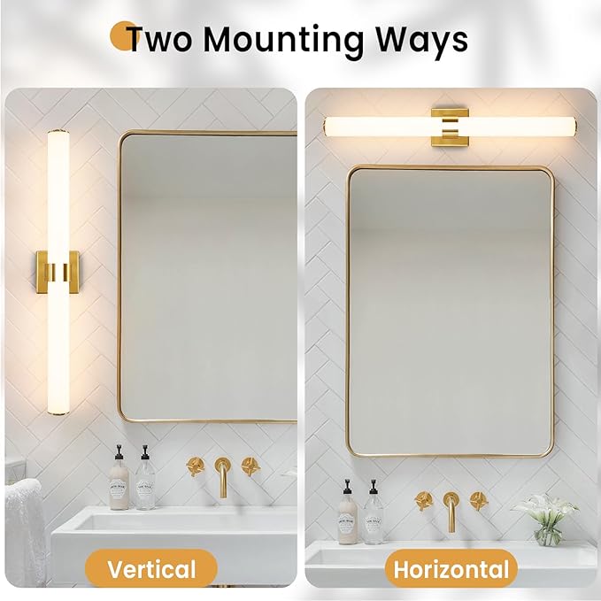 Gold Bathroom Light Fixtures Over Mirror - 31inch Vanity Light Fixture 28W 5CCT Dimmable LED Bathroom Sconce with Acrylic Shade Vanity Light Bar for Mirror Bedroom Living Room
