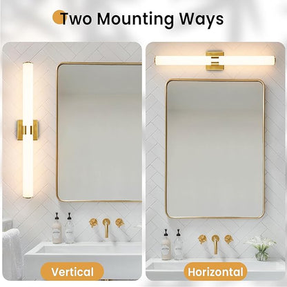 Gold Bathroom Light Fixtures Over Mirror - 31inch Vanity Light Fixture 28W 5CCT Dimmable LED Bathroom Sconce with Acrylic Shade Vanity Light Bar for Mirror Bedroom Living Room