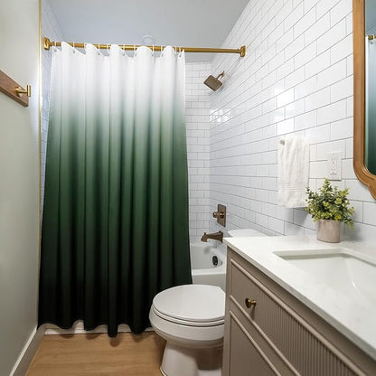 Americanflat 71x74 Green Ombre Shower Curtain - Water-Resistant Long Shower Curtain with Durable Metal Grommets and 12 Hooks - 100% Polyester