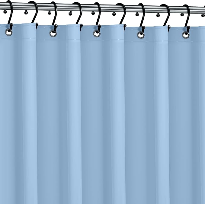 No Smell Shower Curtain Liner 72x72 Light Blue - PEVA Plastic Shower Curtain for Bathroom, PVC-Free Waterproof Blue Shower Liner with Metal Grommets and Magnet-Weighted Bottom Hem - Washable Liner