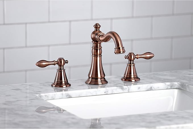 Fauceture FSC197ALAC English Classic Widespread Bathroom Faucet with Brass Pop-Up, Antique Copper