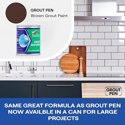 Grout Pen Grout Paint for Tile, Floor & Shower - Brown - 125ml (4.2oz) | Waterproof Paint Grout Refresh Restorer for Kitchen & Bathroom Tiles - Can Size for Larger Projects