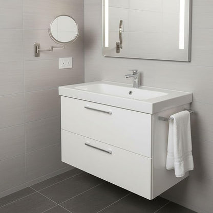 JERDON Wall-Mounted Magnifying Mirror - Bathroom Makeup Mirror with 5X Magnification - 8-Inch Diameter - Nickel Finish - Model JP7506N