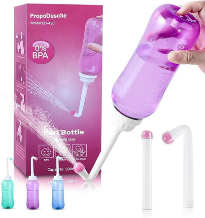 Peri Bottle for Travel Bidet - Care,Portable Travel Squeeze Bottle Bidet for Women Personal Hygiene Cleaning,2 Tubes for Baby Mom and 16.9OZ (Purple)