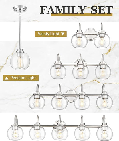 Bathroom Light Fixtures, 4-Light Brushed Nickel Vanity Lights Over Mirror with Globe Clear Glass, 30 Inch Modern Vanity Lighting Fixtures, AD-22280-4W-SN