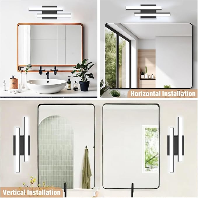 Modern Bathroom Light Fixtures Over Mirror: ETL Certified 18-Inch Retractable Vanity Light Bar for Bathroom, Dimmable LED Black Bathroom Lamp IP44 - Wall Light Fixture 5700K Cool White(1 Pack)