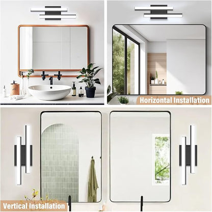 Modern Bathroom Light Fixtures Over Mirror: ETL Certified 18-Inch Retractable Vanity Light Bar for Bathroom, Dimmable LED Black Bathroom Lamp IP44 - Wall Light Fixture 5700K Cool White(1 Pack)