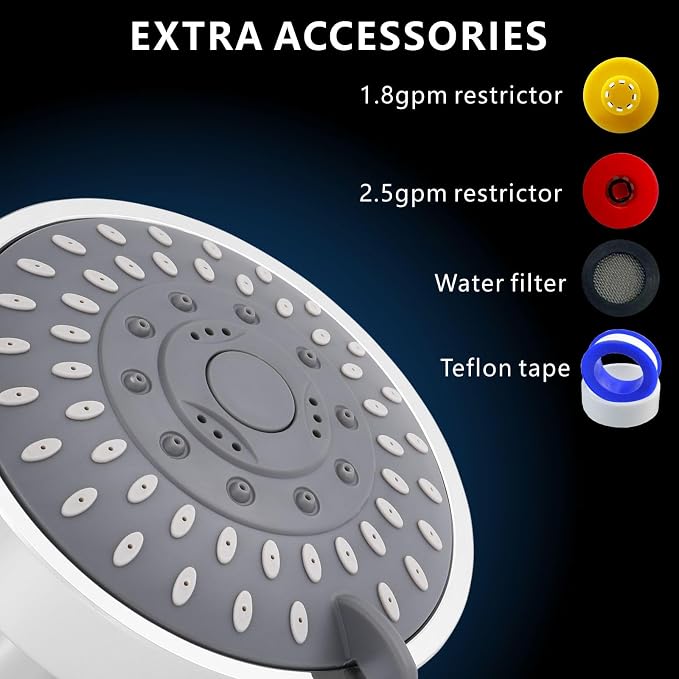 High Pressure Shower Head - 5 Spray Modes Powerful Pressure Boosting Showerhead For Bathroom - High Flow Fixed Showerheads (Chrome)