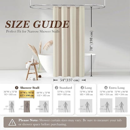Seasonwood Beige Linen Shower Curtain Farmhouse Bathroom Decor 54x78 Inches | Boho Bathroom Decor,12 Sturdy Stainless Steel Sliding Hangers,Rustic Country Style,Linen Shower Curtains for Bathroom