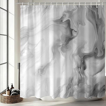 Mocsicka Shower Curtains for Bathroom, Grey Marble Shower Curtain for Bathroom, Abstract Gray and White Shower Curtain Modern Art Decor Waterproof Bath Curtain for Modern Bath Decor, 72 X 72 Inch