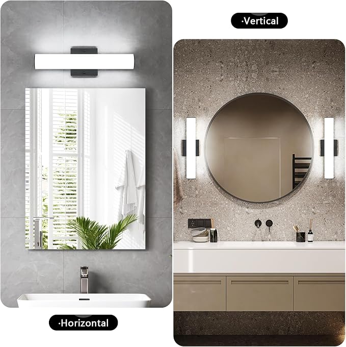 LED 16 Inch Vanity Light Fixture, 18W Dimmable Led Bath Lights, Black Bar Vanity Light for Bathroom Mirror - Wall Mount Vanity Lighting