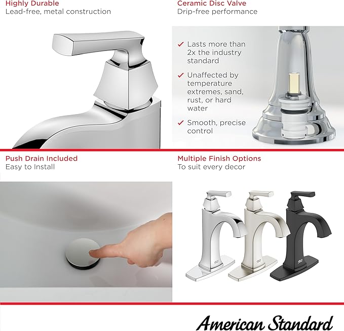 American Standard 7426101.002 Belmeade Single-Handle Bathroom Faucet, 1.2 GPM, Chrome