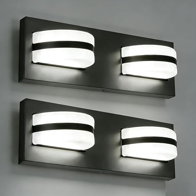 LED Bathroom Vanity Light, 1100LM 2 Light, Black Modern Matte Bathroom Lighting, Over Mirror Vanity Lights for Bathroom, Living Room, Bedroom ETL Certified