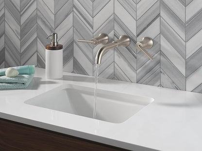 Delta Trinsic Wall Mount Bathroom Faucet 3 Hole, Brushed Nickel Bathroom Sink Faucet for Wall, Stainless T3554LF-SSLHP-WL (Valve and Handles Not Included)