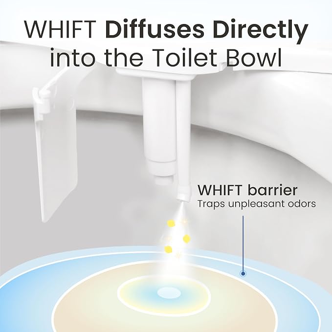 LUXE Bidet WHIFT 120 Bidet - Deodorizing EZ-Lift Bidet Attachment, White | Non-Electric, Built-In Deodorizing Spray, Cold Water, Lemon Refill Included, Patented Easy Slide-In Install, Rear Wash