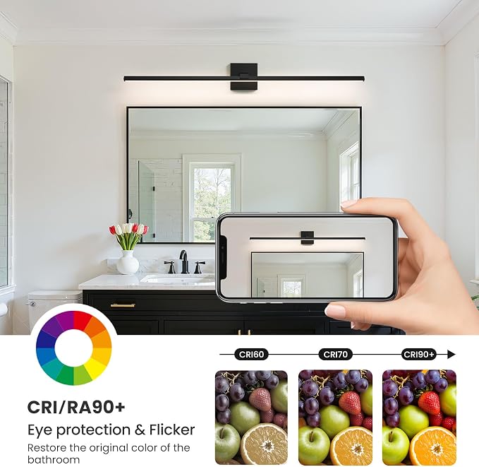 Modern Bathroom Light Fixtures Over Mirror - 39 Inch Matte Black Vanity Light Bar 28W Dimmable 5CCT LED Vanity Lights for Bathroom Wall Sconce Lighting