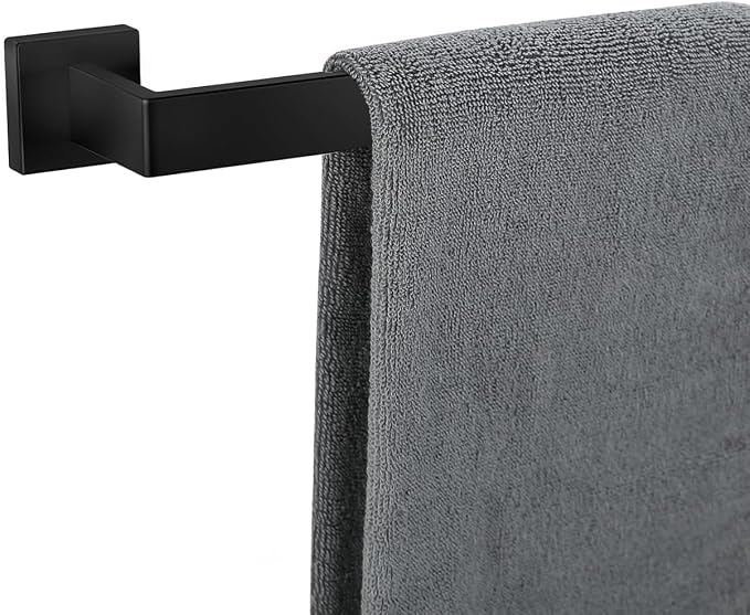 Towel Bar for Bathroom 32 Inch Matte Black Towel Holder 12/16/20/24/28/32/36 Inch Stainless Steel SUS304 Rustproof Towel Rack Modern Square Towel Rod for Bathroom Wall (1, Matte Black, 32 Inch)