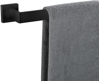 Towel Bar for Bathroom 36 Inch Matte Black Towel Holder 12/16/20/24/28/32/36 Inch Stainless Steel SUS304 Rustproof Towel Rack Modern Square Towel Rod for Bathroom Wall(1, Matte Black, 36 Inch)