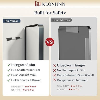 Keonjinn Black Mirror for Bathroom Sink, 24 x 30 Inch Sandblasted Finish Aluminum Wall Mirrors, Matte Black Rectangle Farmhouse Mirror with Shatterproof HD Tempered Glass, Anti-Rust Metal Frame