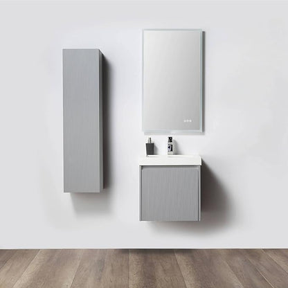 Blossom 20 Inch Bathroom Vanity with Sink and Side Cabinet, All Wood Floating Bathroom Vanity with Acrylic Sink, Bathroom Sink Cabinet with Soft-Close Drawer, Modern Style Vanities, Light Grey