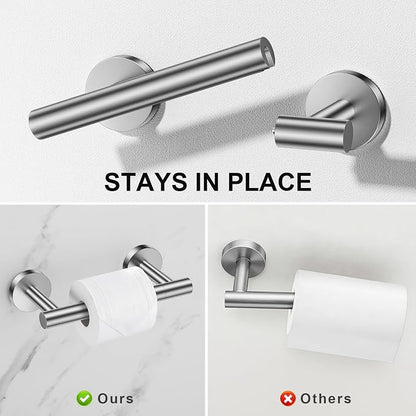 TURS Brushed Nickel 4-Pieces Towel Ring Set Include Towel Ring Double Base Toilet Paper Holder Towel Hook SUS304 Stainless Steel Bathroom Accessories Kit Wall Mounted