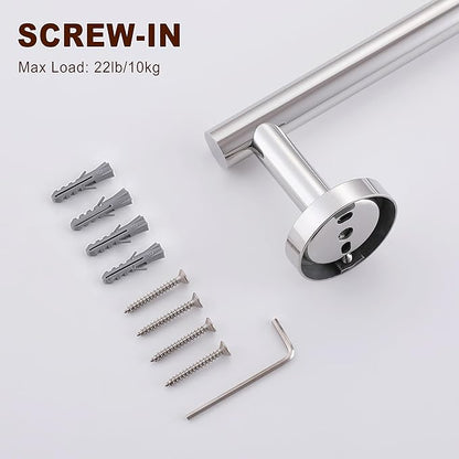 SEIDO 12 Inch Polished Chrome Towel Bar (2-Pack) for Small Spaces, Double Locking Anti-Drop Bathroom Towel Holder, SUS 304 Stainless Steel Towel Rack Wall Mounted, 9.6" Usable Length, Mounting Kit