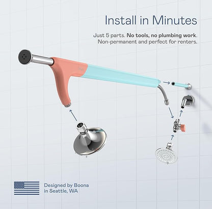 BOONA Original Tandem Shower as Seen on Shark Tank | Dual Shower Head for Couples | Max Water Pressure for Two | Easy Install (Retro Miami, Two Showerheads)