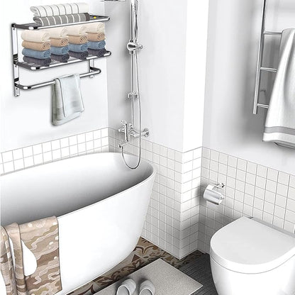 LUANT 30 Inch Bathroom Shelf 3-Tier Wall Mounting Rack with Towel Bars, Extra Long
