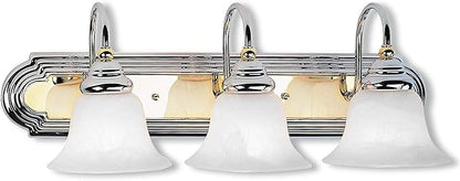 Livex Lighting 1003-52 Belmont 3-Light Bath Light, Chrome and Polished Brass