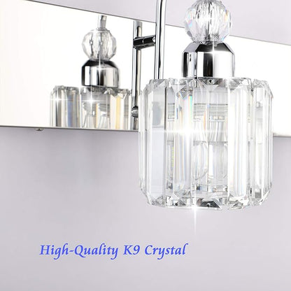 Ralbay Modern LED Crystal Bathroom Vanity Lights 4-Lights Stainless Steel Crystal Vanity Lights Over Mirror Modern Crystal Bathroom Vanity Lighting Fixtures