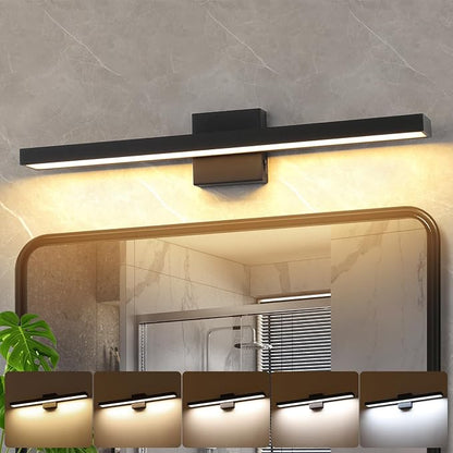 Bathroom Vanity Light Black Bath Light Fixtures 5CCT Dimmable Wall light | 24.4 inch Modern LED Vanity Light Bar for Bathroom Over Mirror 24W
