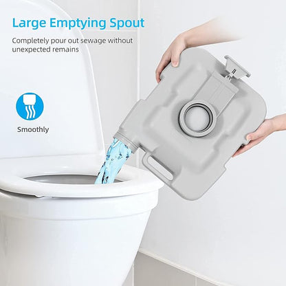 YITAHOME Portable Toilet 2.6 Gallon Camping RV Potty | Double Water Outlet, Press Flush Pump, for Travel, Boating, Hiking, Trips,Gray