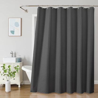 2-in-1 Waterproof Fabric Shower Curtain - No Separate Liner Needed, Hotel-Style Waffle Weave, Effortless Cleaning & Washable Bathroom Shower Curtain Set,72Wx84H,Chocolate Grey