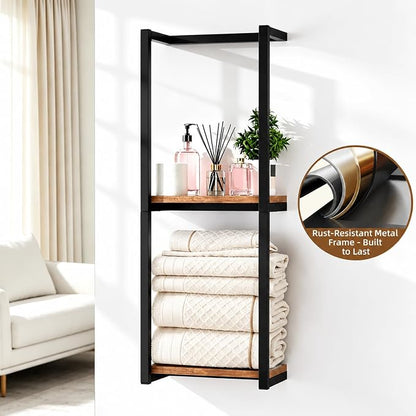 2 Pack Towel Racks for Bathroom, 2 Tier Wall-Mounted Towel Rack, Home Decor Shelf, Space-Saving Organizer Rack for Household, Bathroom, and Bedroom