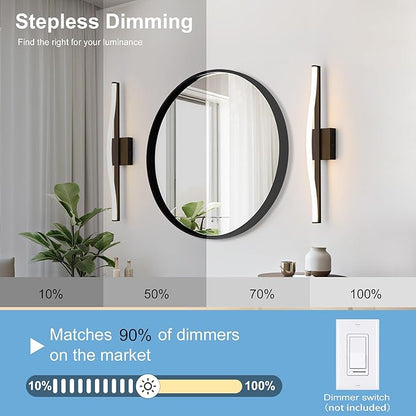 Modern Bathroom Vanity Light 24 inch, Curved, Dimmable 5CCT Led Bathroom Light Fixture Over Mirror, Black Bar Vanity Light for Bathroom Mirror Cabinets-ETL Certificated Modern LED Vanity Makeup Lights