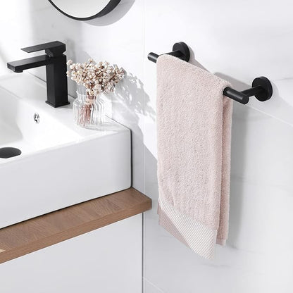 KES 9.6 Inches Matte Black Hand Towel Bar Bathroom Towel Holder Kitchen Dish Cloths Hanger SUS304 Stainless Steel RUSTPROOF Wall Mount, Total Length 12 Inch, A2000S30-BK