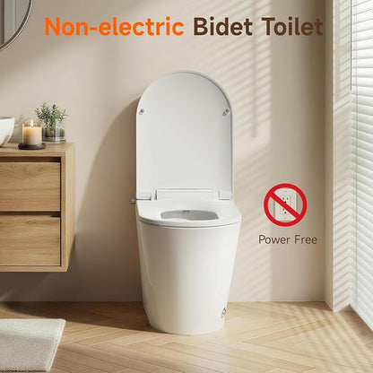 Non-Electric Bidet Toilet, One Piece Elongated Smart Toilet with Air Pressure-Assisted Flush, ADA Comfort Height, Foot Kick & Side Button Flush, 1.0 GPF, 12" Rough-In